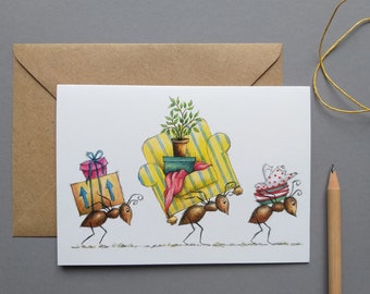 Greeting Card Moving Ants Moving Card