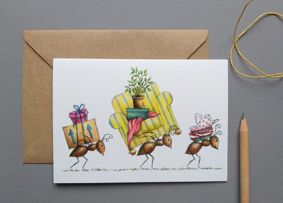 Carte De Voeux Demenager Fourmis Carte De Demenagement Etsy Carte De Voeux Demenager Fourmis Carte De Demenagement Etsy