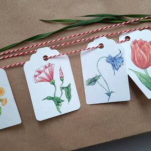 5er Set Geschenkanhänger Blumen Geschenkdeko Papieranhänger Bild 3