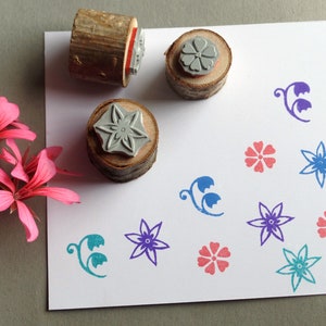 Set di timbri fiori sparsi 3 mini timbri fiori fiori sparsi