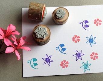 Stamp Set Fleurs Éparpillées 3 Fleurs Mini Timbre Fleurs Streublümchen