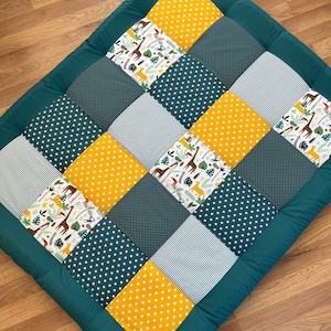 Krabbeldecke mit Namen Dschungel petrol gelb* Krabbelmatte Spielmatte