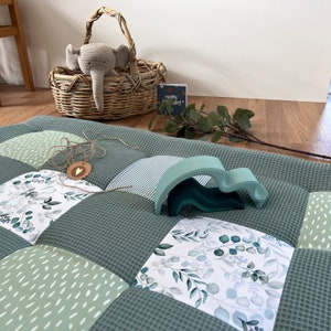 Waffelpique Krabbeldecke Eucalyptus salbei personalisiert mit Name* Krabbelmatte Spielmatte