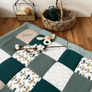 Patchwork baby blanket crawling blanket baby playmat image 1