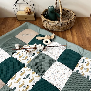 Patchwork baby blanket crawling blanket baby playmat zdjęcie 1