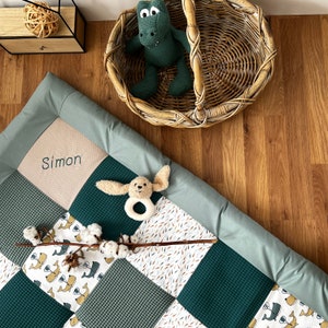 Patchwork baby blanket crawling blanket baby playmat image 3