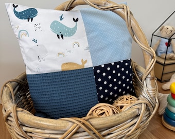 Cushion can be personalized with a name * Patchwork cushion for your baby or child