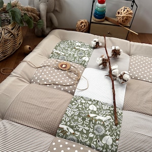 Krabbeldecke mit Name personalisiert Fuchs salbei sand* Krabbelmatte Spielmatte