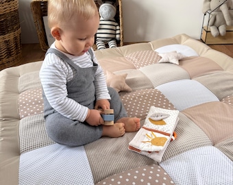 Krabbeldecke * Waffelpique Cord Sand Beige * mit Namen personalisiert