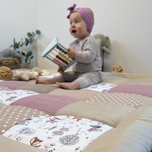 Krabbeldecke mit Cord Rehe Altrosa Sand * mit Namen personalisiert