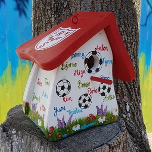 Casa de pájaros | Regalo de despedida para entrenador: caja nido, caseta para pájaros para colgar, con gancho, resistente a la intemperie.