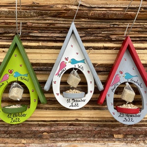 Wedding gift, colorful feeding station for suet balls and bird food - Original Bird Villa