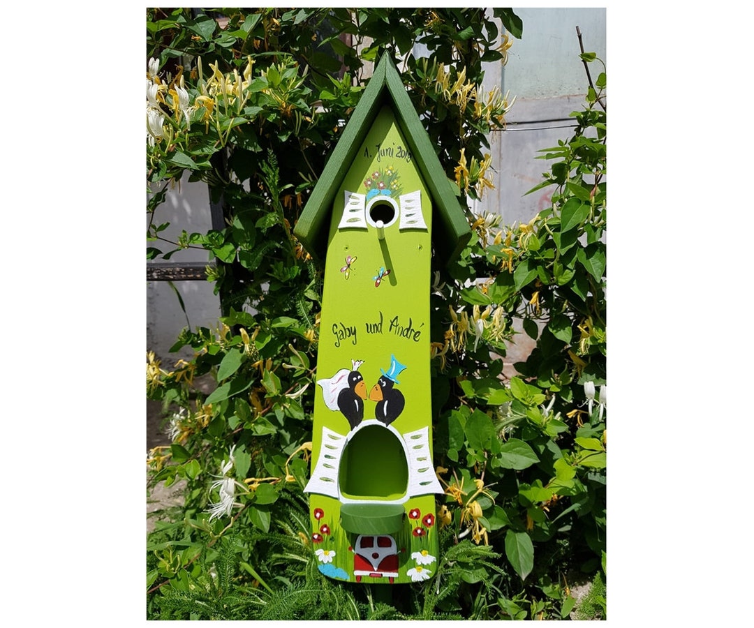 Birdhouse Wedding Gift, Wedding Nest Box & Feed House 2in1 bulli