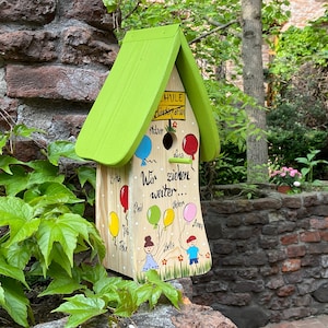 Farewell gift kindergarten nesting box, bird villa personalized with children's names weatherproof colors image 3