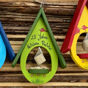 Anniversary birdhouse - colorful feeding station for fat balls and bird seed - Original Bird Villa