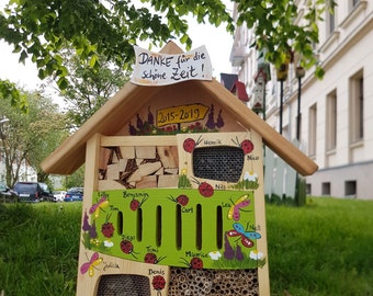 Farewell gift for kindergarten | Insect house with children's names, weatherproof, hand-painted
