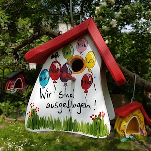 Farewell gift for kindergarten - birdhouse, bird villa personalized with children's names | weatherproof colors