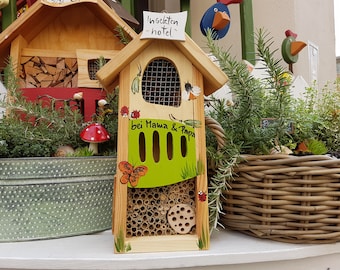 Farewell gift kindergarten - insect hotel, bee hotel personalized with the children's names | weatherproof colors