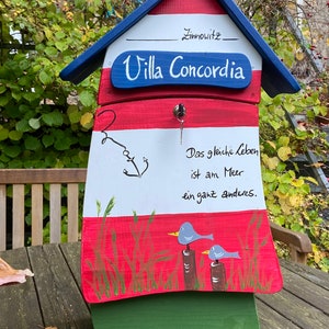 Lighthouse mailbox personalized maritime - Original Bird Villa - optionally with newspaper roll