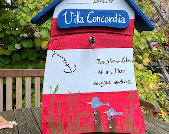 Lighthouse mailbox personalized maritime - Original Bird Villa - optionally with newspaper roll