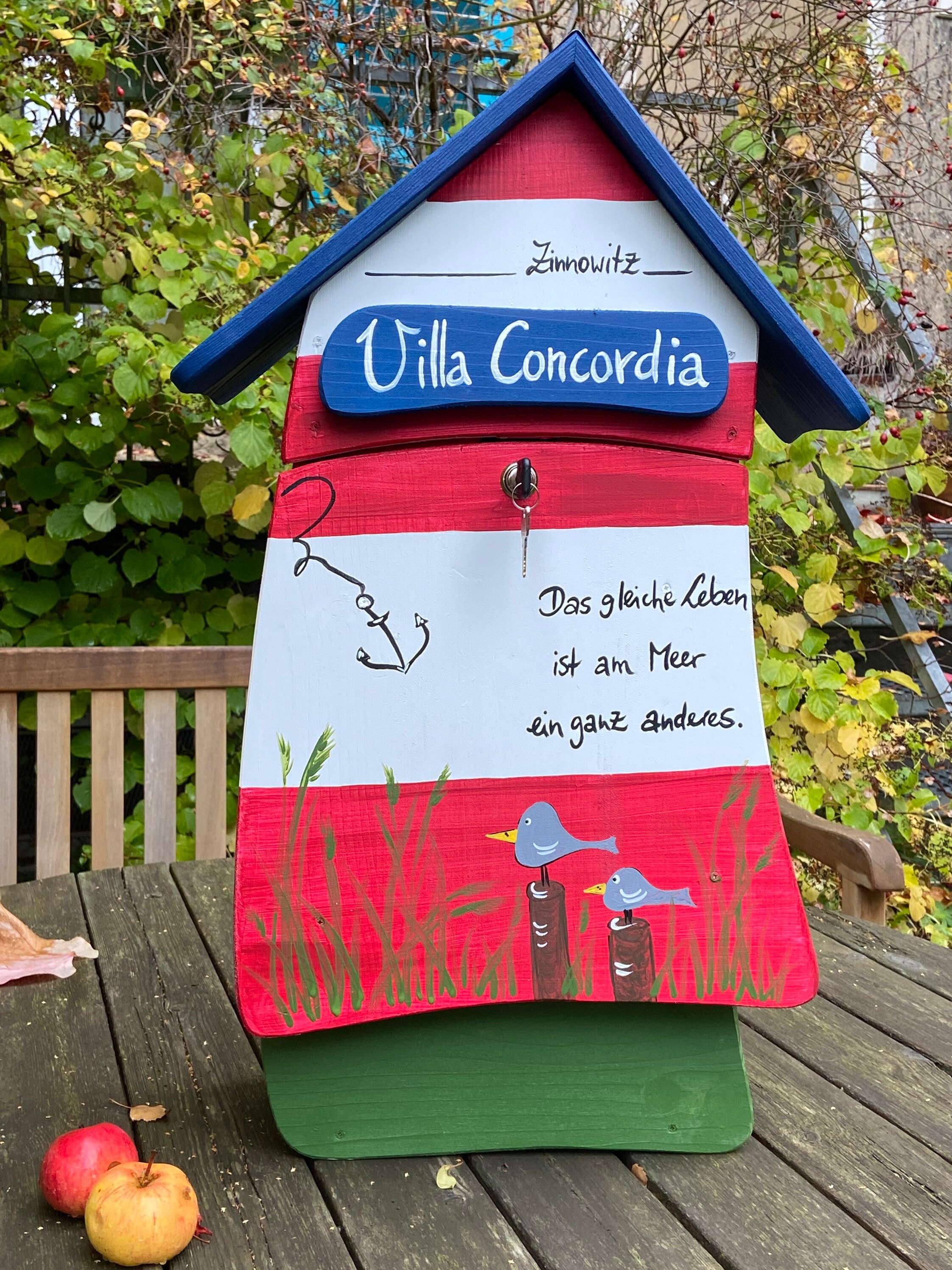 Colorful mailbox personalized maritime - Original Vogelvilla - optionally with newspaper roll