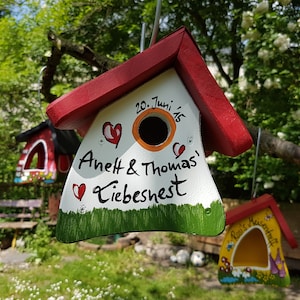 Birdhouse | Wedding gift, wedding - nesting box &quot;Love Nest&quot;, customizable, for hanging, with hook personalized