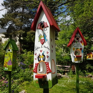 Casa de pájaros | Regalo de boda, boda - caja nido y comedero para pájaros &quot;Nido de Amor&quot; personalizado
