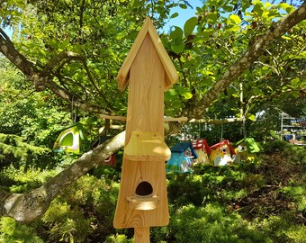 Vogelhaus | Kindergarten Abschiedsgeschenk,  zum selbst bemalen mit oder ohne Mal-Set, wetterfest, mit Stange