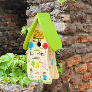 Farewell gift kindergarten nesting box, bird villa personalized with children's names weatherproof colors image 2