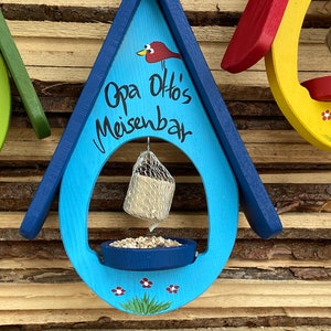 Gift for grandparents - colorful feeding station for fat balls and bird food - Original Bird Villa