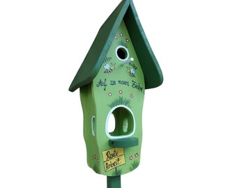 Vogelhaus Geschenk Rente - Original Vogelvilla mit Stab