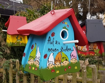 Farewell gift kindergarten - birdhouse, bird villa personalized with names of children in dwarves | weatherproof colours