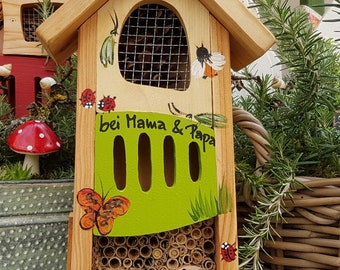 Farewell gift kindergarten - insect hotel, bee hotel personalized with names of children | weatherproof colours