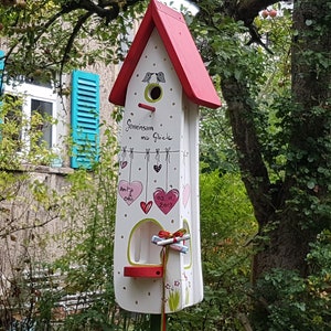 Birdhouse | Birdhouse, wedding gift, bridal couple, cash gift, personalized, with pole for setting up, weatherproof
