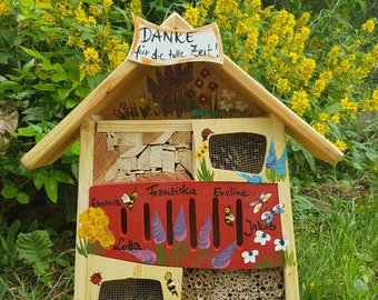 Regalo di addio asilo - hotel per insetti, hotel per api personalizzato con i nomi dei bambini | colori resistenti alle intemperie