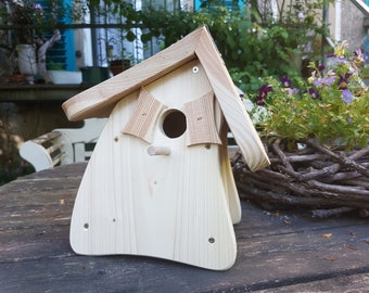 Vogelhaus | natur Lärchenholz, Geschenk, Kreativ Vogelvilla, zum selbst bemalen