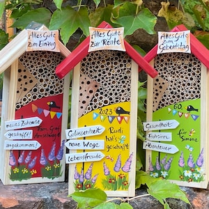 Insect hotel for wild bees - retirement gift, personalized for colleagues