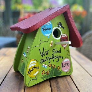 Farewell gift for kindergarten - birdhouse, bird villa personalized with children&#39;s names | weatherproof colors