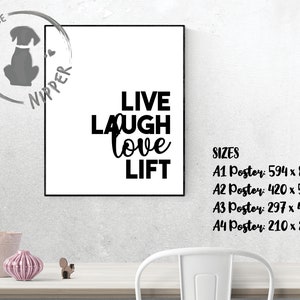 Live Laugh Love Lift Poster | Gym Love Poster | Gym Bunny