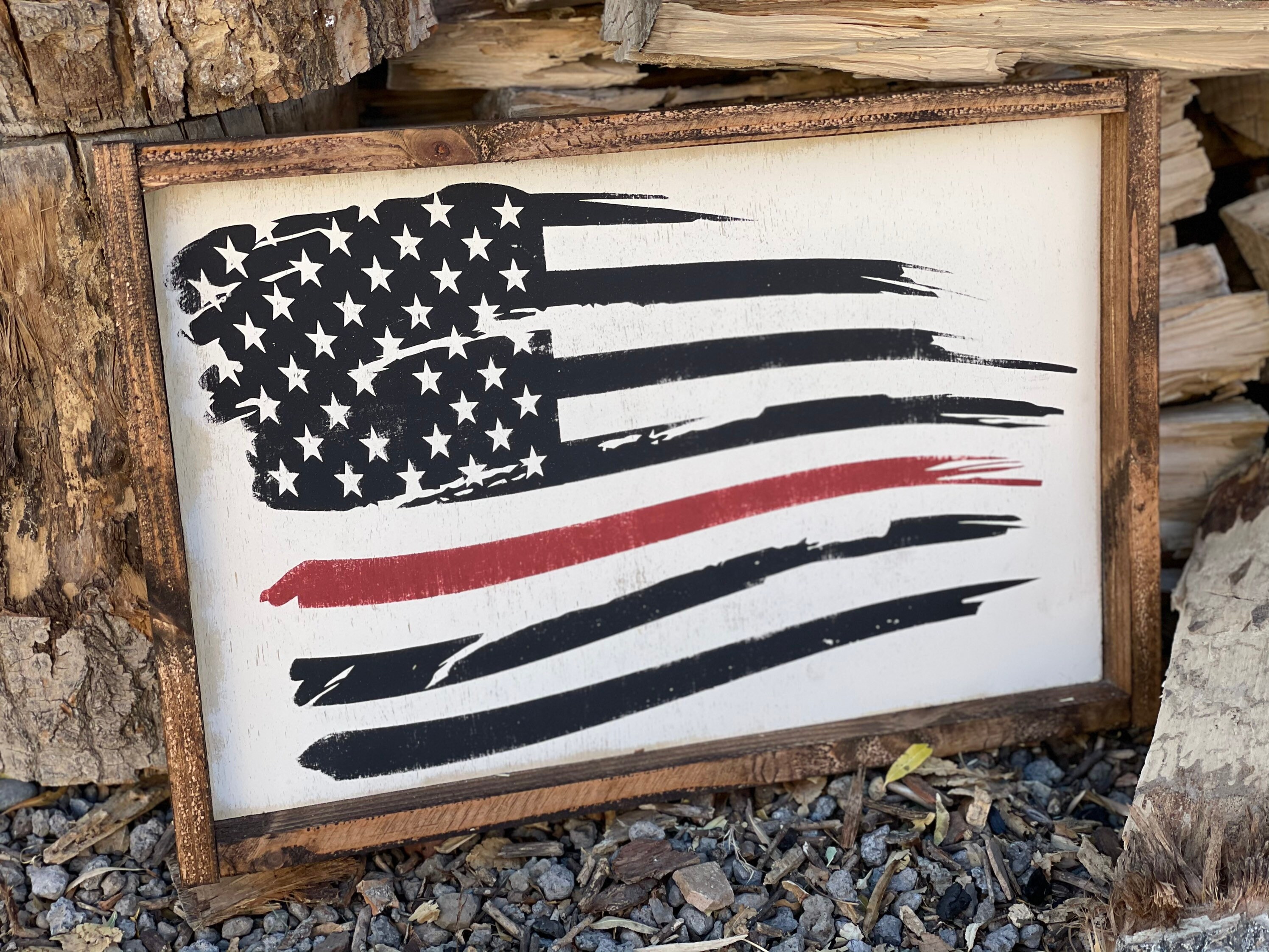 Distressed Red Line Flag | Etsy