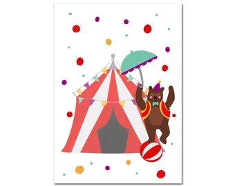 Poster "Zirkus-Bär", Kinderzimmer, Babyzimmer, Prints
