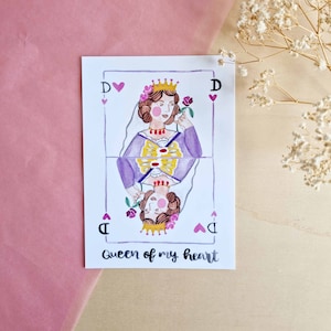 Postkarte " Queen of my heart", Liebe, Geschenk für Freundin