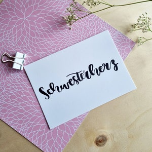 Postkarte "Schwesterherz", Schwester, Geschenk Schwester, Familie, Geschwister