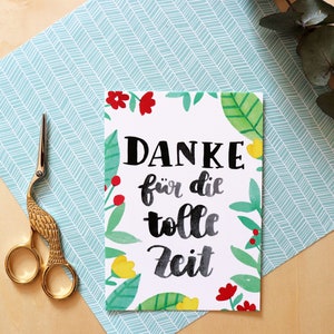 Postkarte "Danke für die tolle Zeit"/ Abschiedskarte/ Geschenkidee Kollege/ Ruhestand