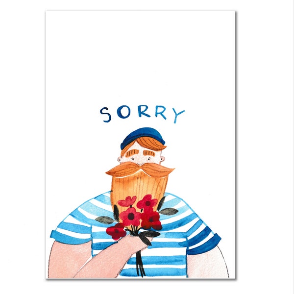 Postkarte " Sorry", Seemann, Entschuldigung