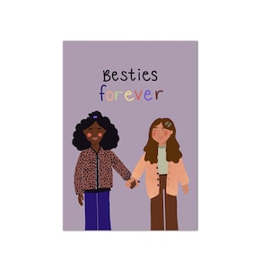 Postkarte "Besties forever", Freundschaft, Beste Freundin, Liebe, Geburtstag