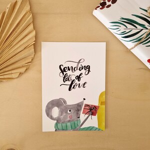 Postkarte "Sending Love, Weihnachtskarte, Handlettering