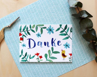 Carte postale "MERCI", félicitations/merci/adieu