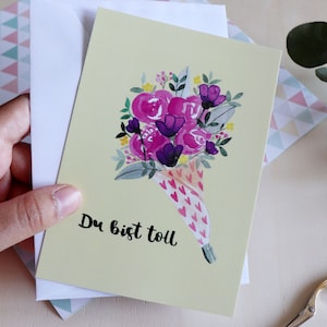 Postkarte "Du bist toll" Freundschaft, Einfach- so karten, Blumenstrauß