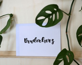 Carte postale « Brother’s Heart » lettrage à la main/cadeau frère/famille/frères et sœurs